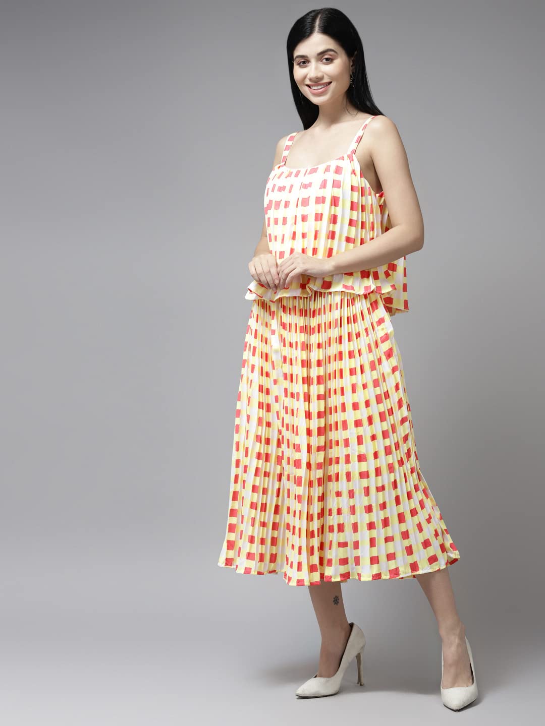 Aarika Womens Yellow Color Georgette Dress (Sp-Dr-W-507-Gajri-Xl)