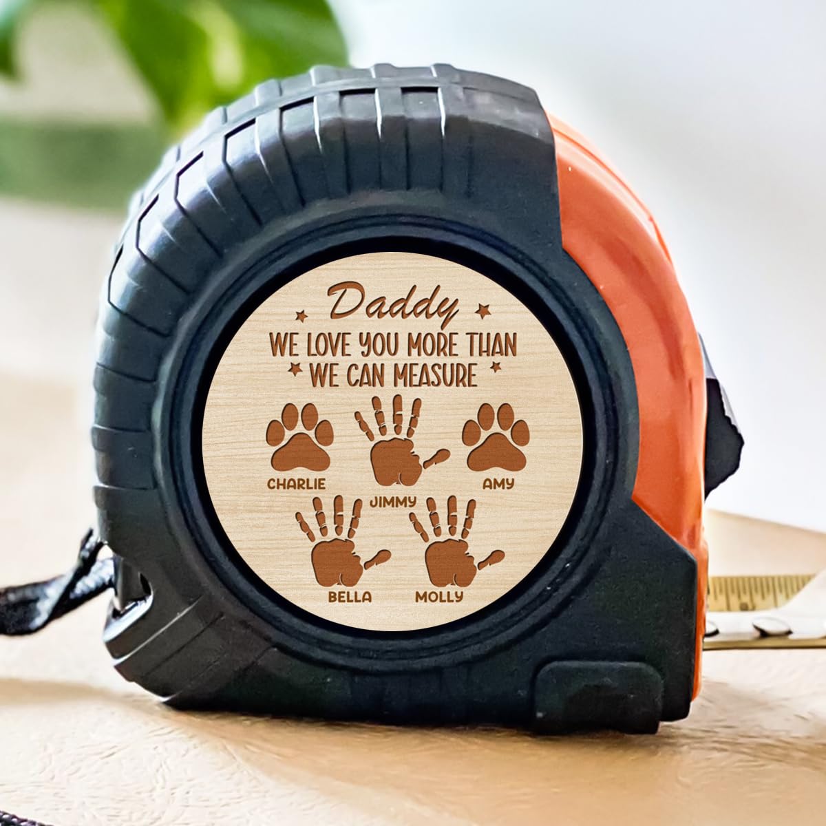 Wrappiness Gifts for Dad Personalized Tape Measure - Fathers Day Loving Gift for Daddy, Papa, Grandpa, Grandfather with Custom Kids Names Handprint or
