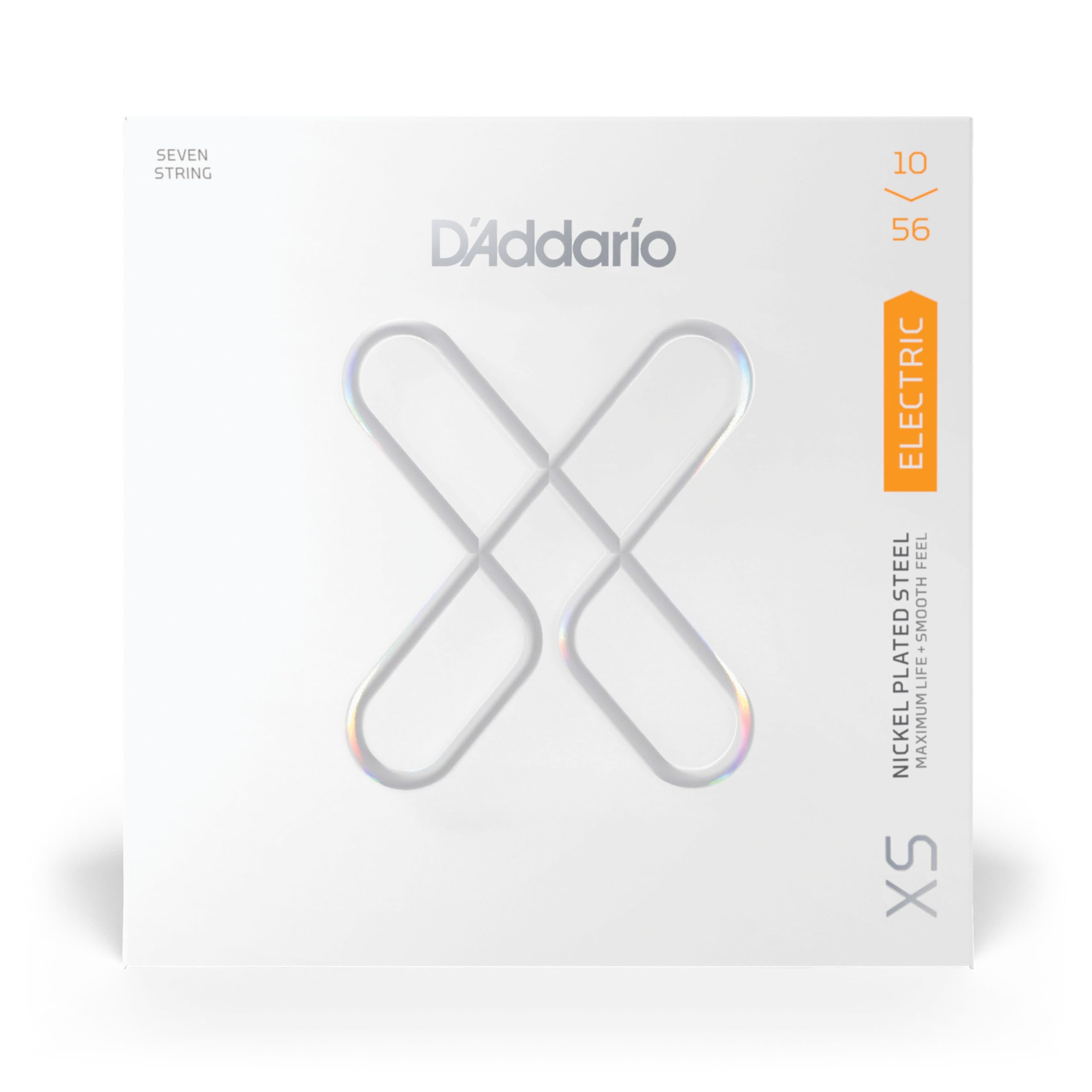 D'Addario Electric Guitar Strings, XS Nickel Coated, XSE1056, Regular Light Gauge 10-56, 7-String Set, Pack of 1