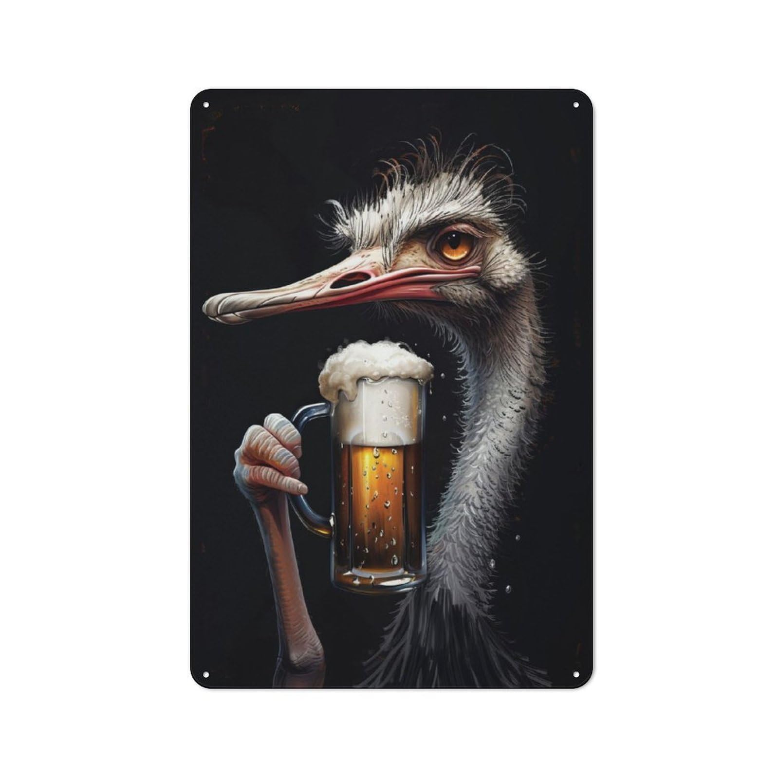 Junmoney Ostrich Beer Retro Metal Sign 30X20cm For Bar Or Restaurant, For Kitchen And Home Bar Decor, For Home Office And Studio Walls
