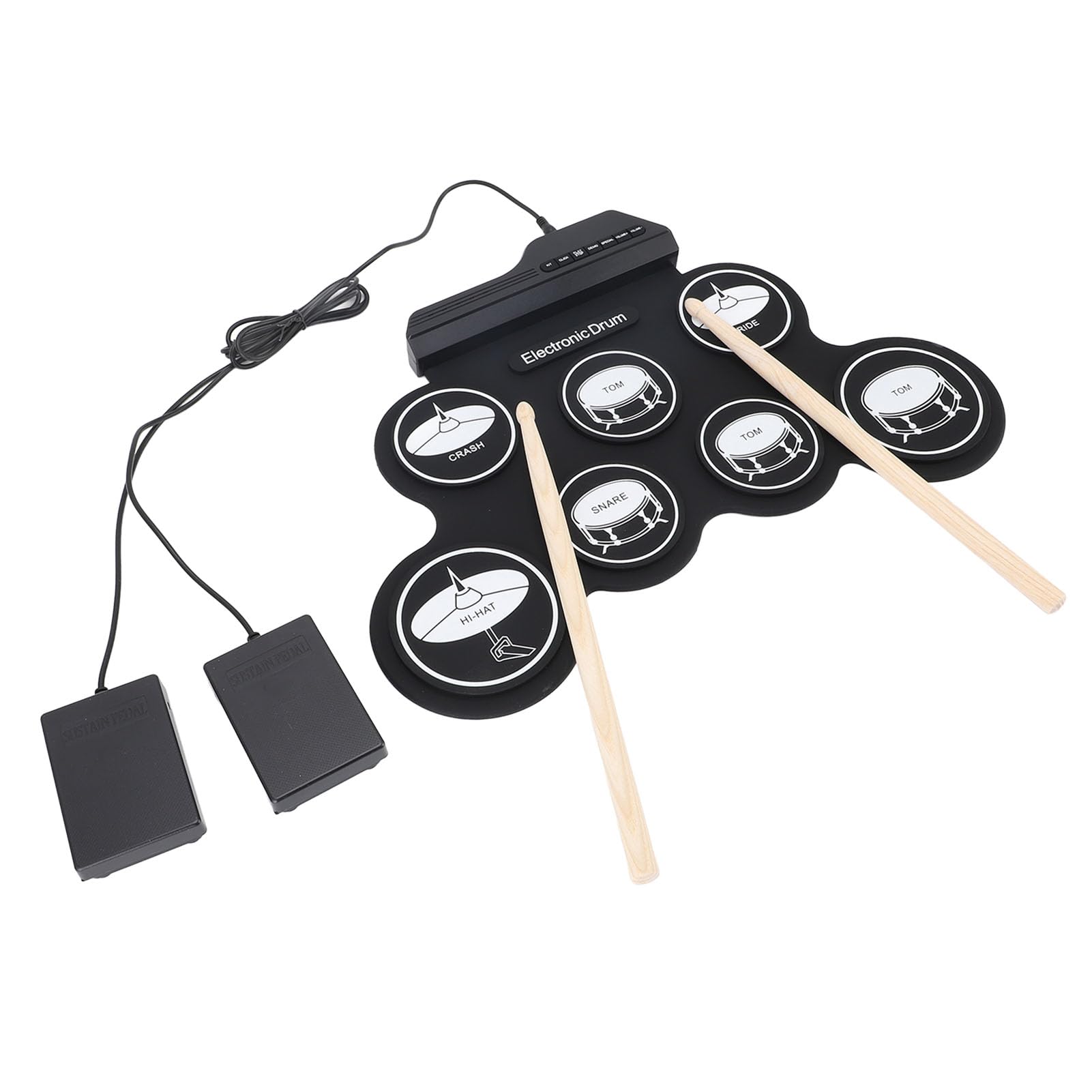 Pad per Batteria Elettronica Portatile USB, Set di Batteria Elettronica Pieghevole a Mano per Principianti, qualità del Suono Realistica, Metronomo per Musica Latina Pop Rock, Ottima Scelta