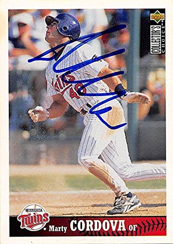 Autograph Warehouse 245226 Marty Cordova Autographed Baseball Card - Minnesota Twins 1997 Upper Deck - No. 154
