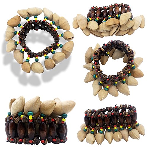 Mowind 2PCS African Tribal Style Nuts Shell Bracelet Dora Nut Handbell Percussion Accessories - Thumbnail 3