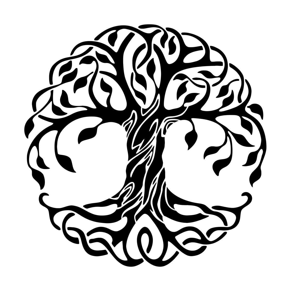 Lzhouting Wall Stickers 2157 Tree Wall Decals Tree Of Life Wall Decal Mandala Circle Trees Vinyl Wall Mural Removable Home Decoration Yoga Decor Large - 56X56cm