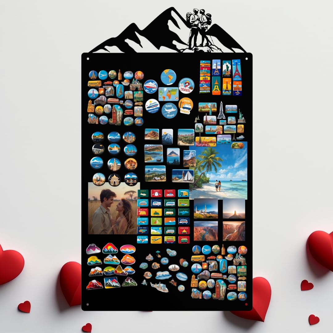 Magnettafel für Erinnerungen Schwarz 87x49 cm | Magnetisches Stahlboard für Magnete, Fotos und Notizen, Beschreibbar, Montageset inklusive
