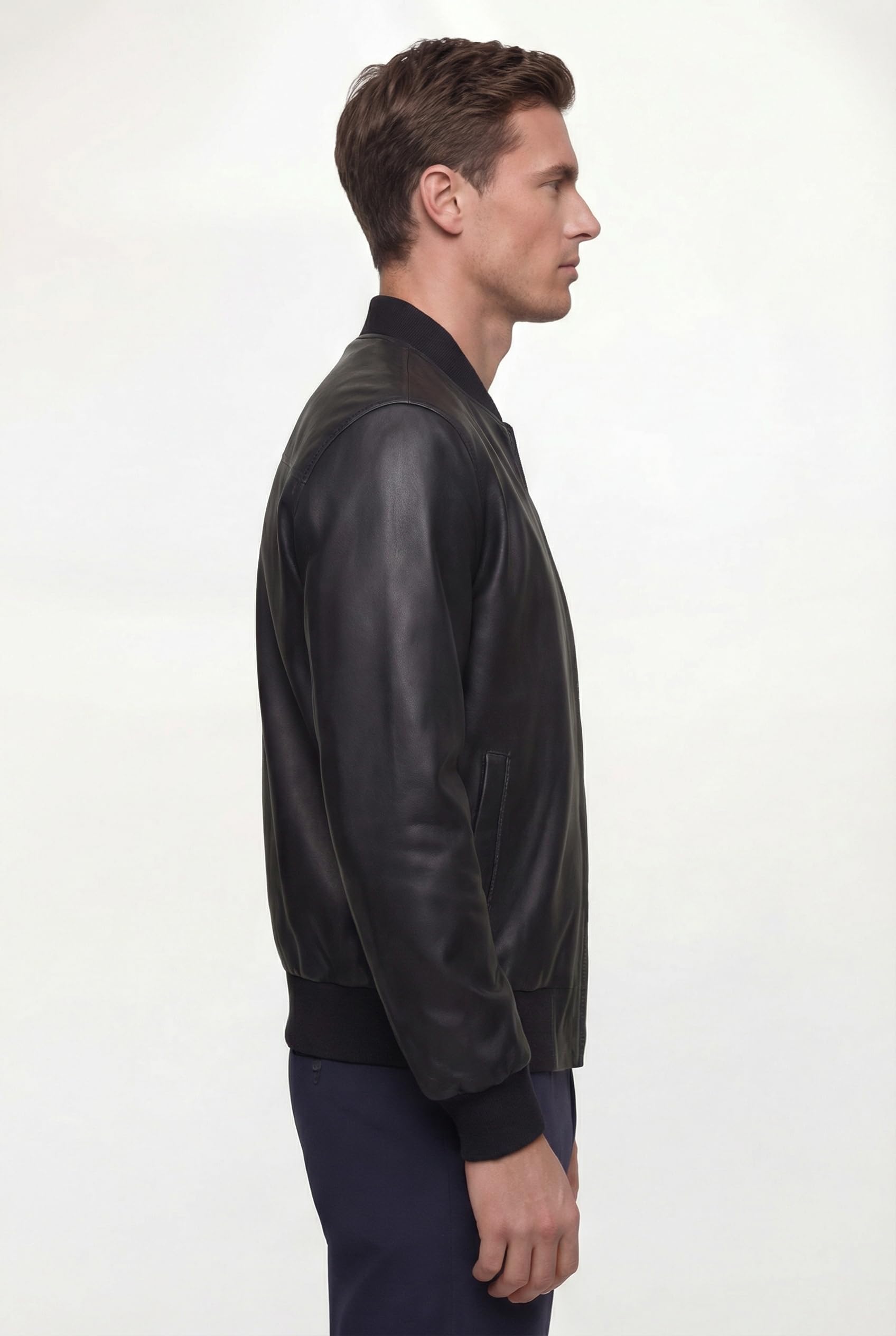 BARONE giacca pelle uomo, giubbotto pelle uomo foderato bomber in pelle, per ogni occasione la migliore giacca in Made in Italy RICCARDO