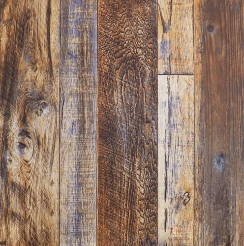 ZHMRROAD Rustic Self Adhesive Wallpaper Wood Effect Brown Peel and Stick Wallpaper 44.5 x 300 cm Waterproof Wood Panel Vinyl Wrap Decorative for Furniture Cabinet Bedroom Bathroom
