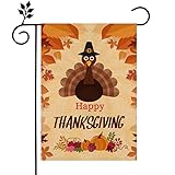 Happy Thanksgiving Garden Flags 12 x 18 Inch Double Sided Decorative,Turkey Fall Garden Flag For Thanksgiving Day Harvest For Yard Outdoor Decor