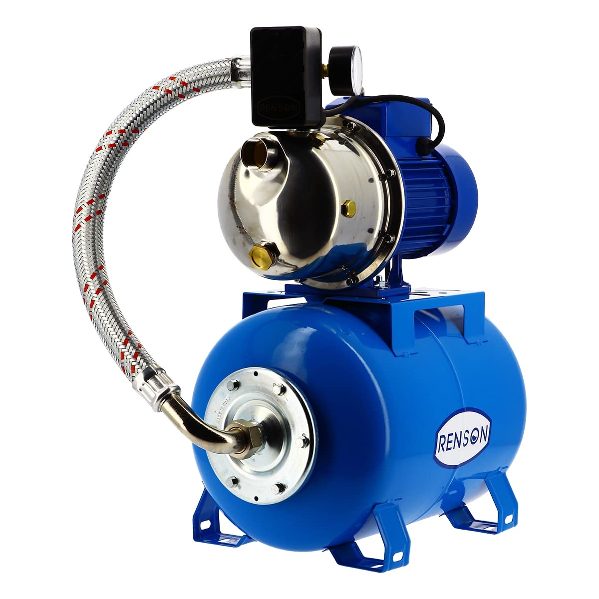 Groupe de surpression 24L 750W, FABRICATION FRANCAISE, Débit max 40L/min, Pression max 8 bar, livré avec pressostat, manomètre et interrupteur marche/arrêt RENSON