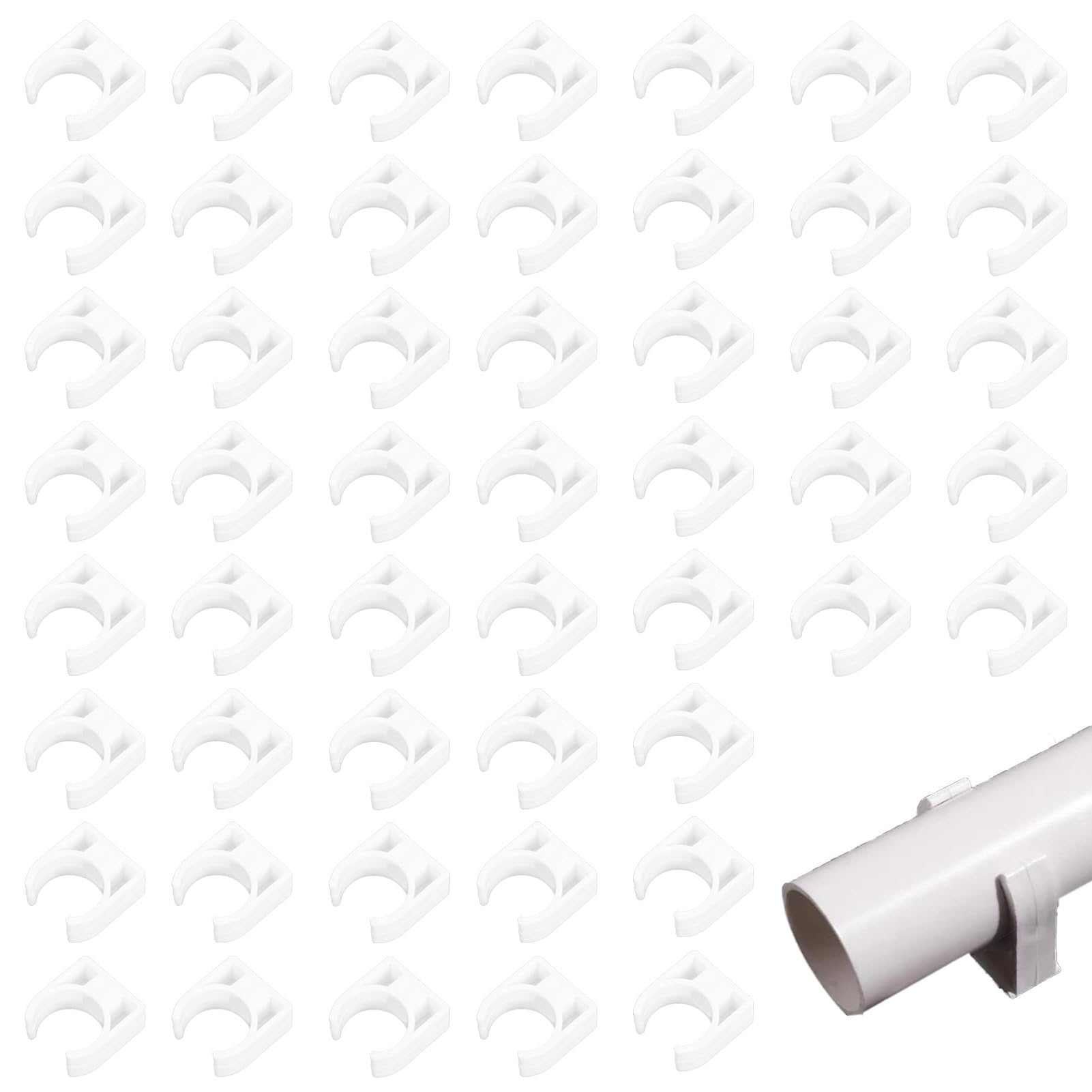50 pezzi 20 mm tubo clip set,supporto a U per tubo in PPR,tubo Irl 20 mm,clip per tubo di fissaggio per tubi dell'acqua, gas, plastica, tubo clip per officine, cantieri (grigio)
