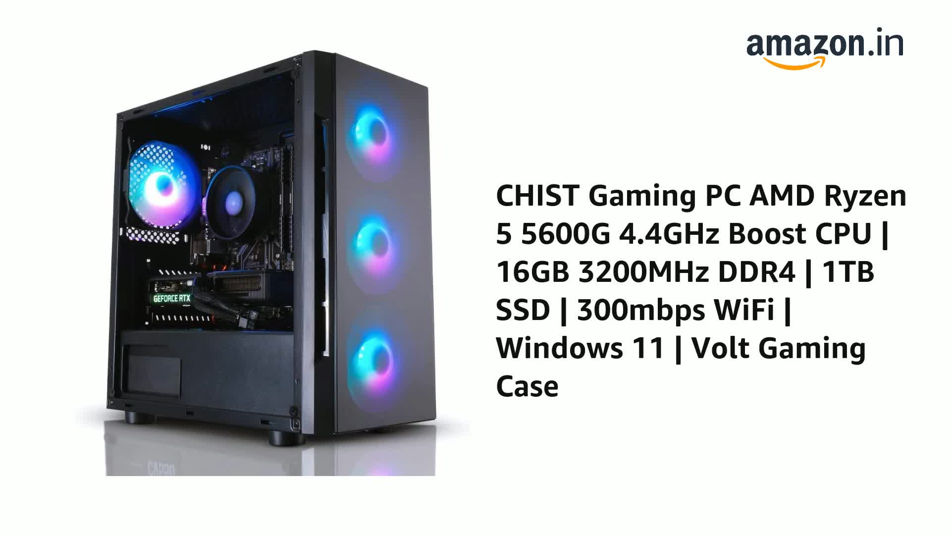 CHIST Gaming PC(Ryzen 5 3400G 4.2GHz Boost CPU | 16GB DDR4 |512GB