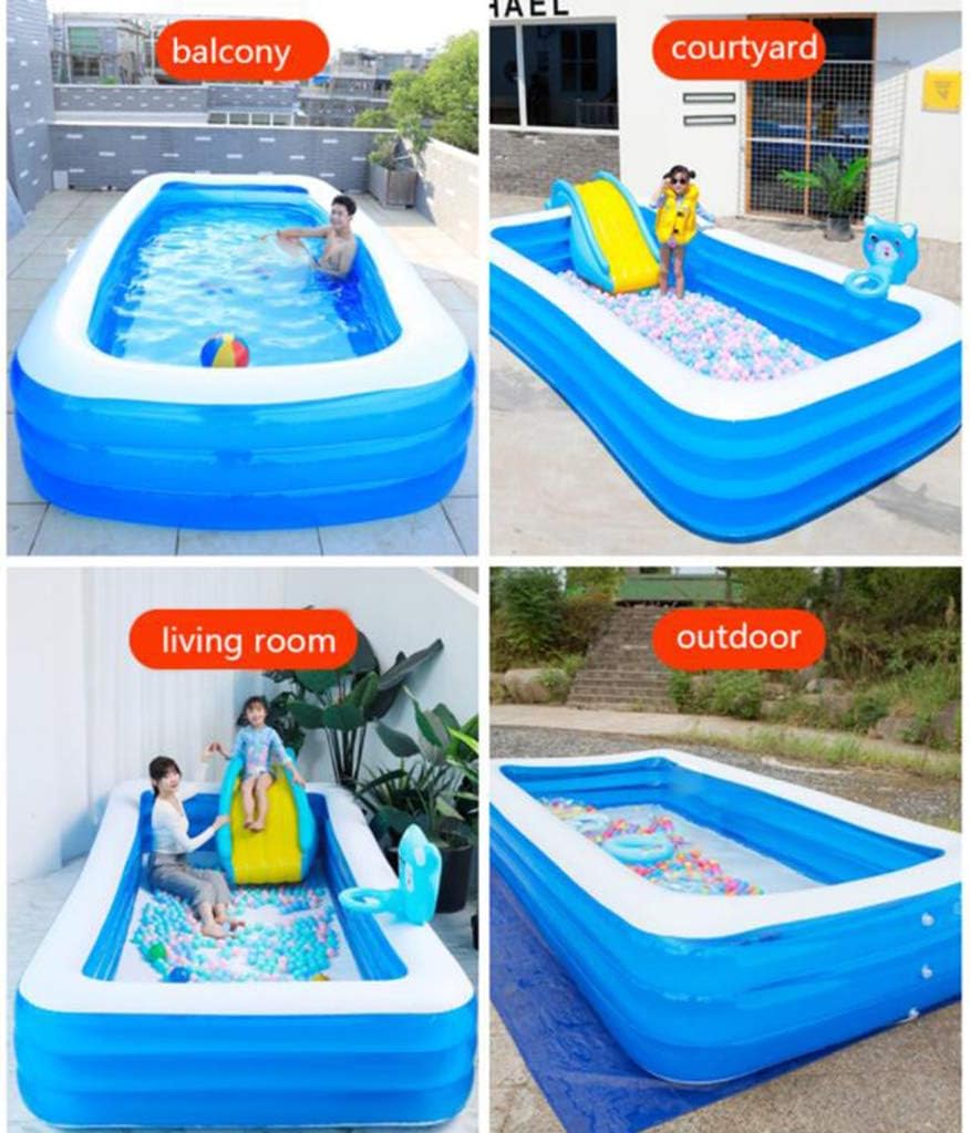 Swimming Pools Inflatable for Children and Adults Home Garden Backyard Indoor and Outdoor Quick Suit Blue Rectangle 2.6M/3M/3.8M