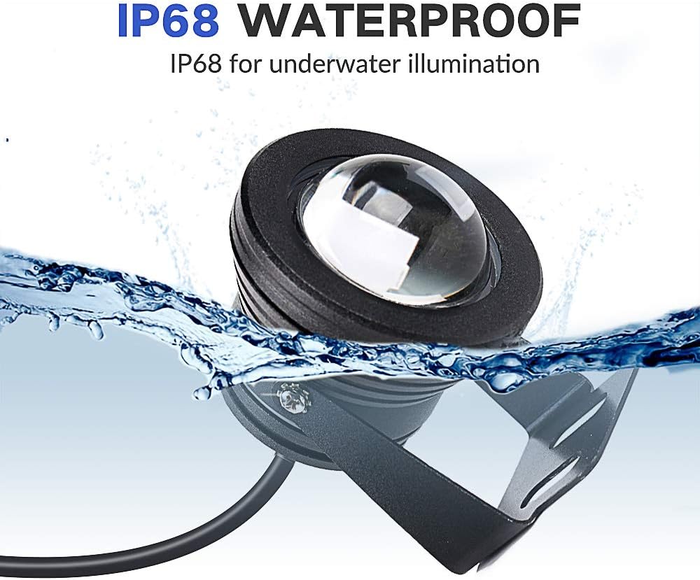 10W 12V 16 Million Colors LED Pond Light- 900LM IP68 Waterproof Outdoor Landscape Light with APP Control and 98.4-Inch Adapter for Landscape Fish Tank Pond Swimming Fountain Garden