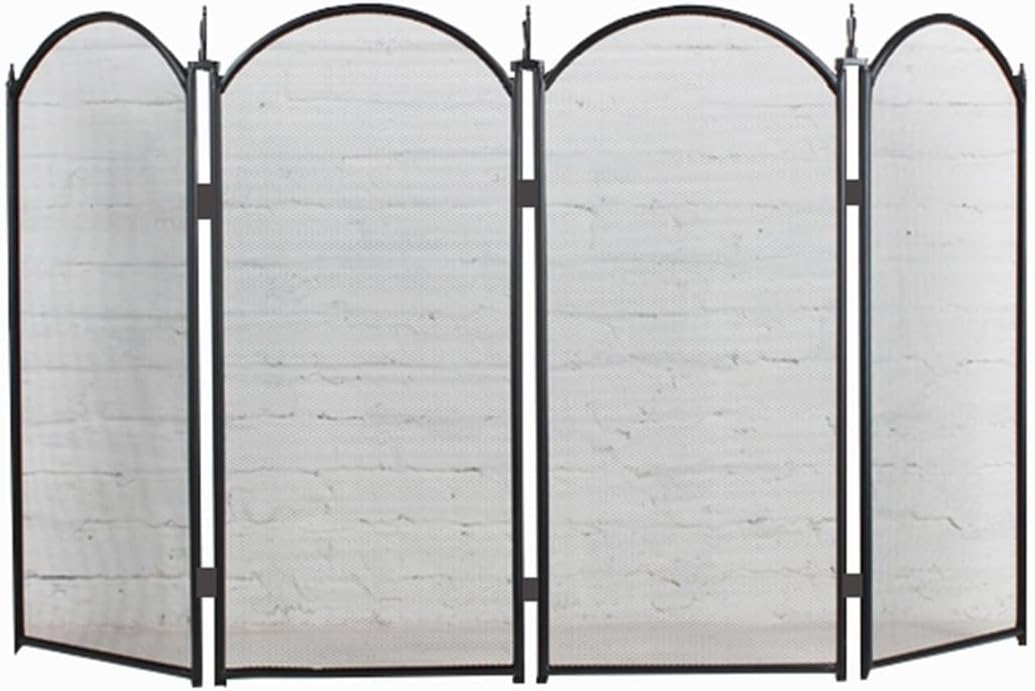 Fireplace Screen Fireproof Screen with Screen Mesh, Tool Railing Partition, Iron Folding Screen Decorative Frame, Nordic Style Fence Cover Chi Screen