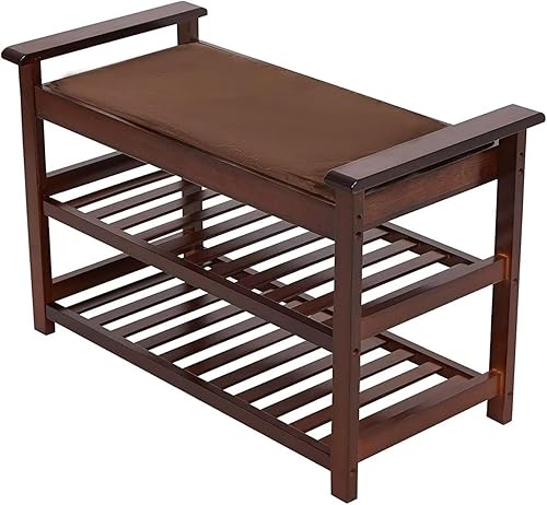 Miniatura 6 de Zapatero para entrada, banco de zapatos con cojín acolchado tapizado para dormitorio, sala de estar, baño, pasillo