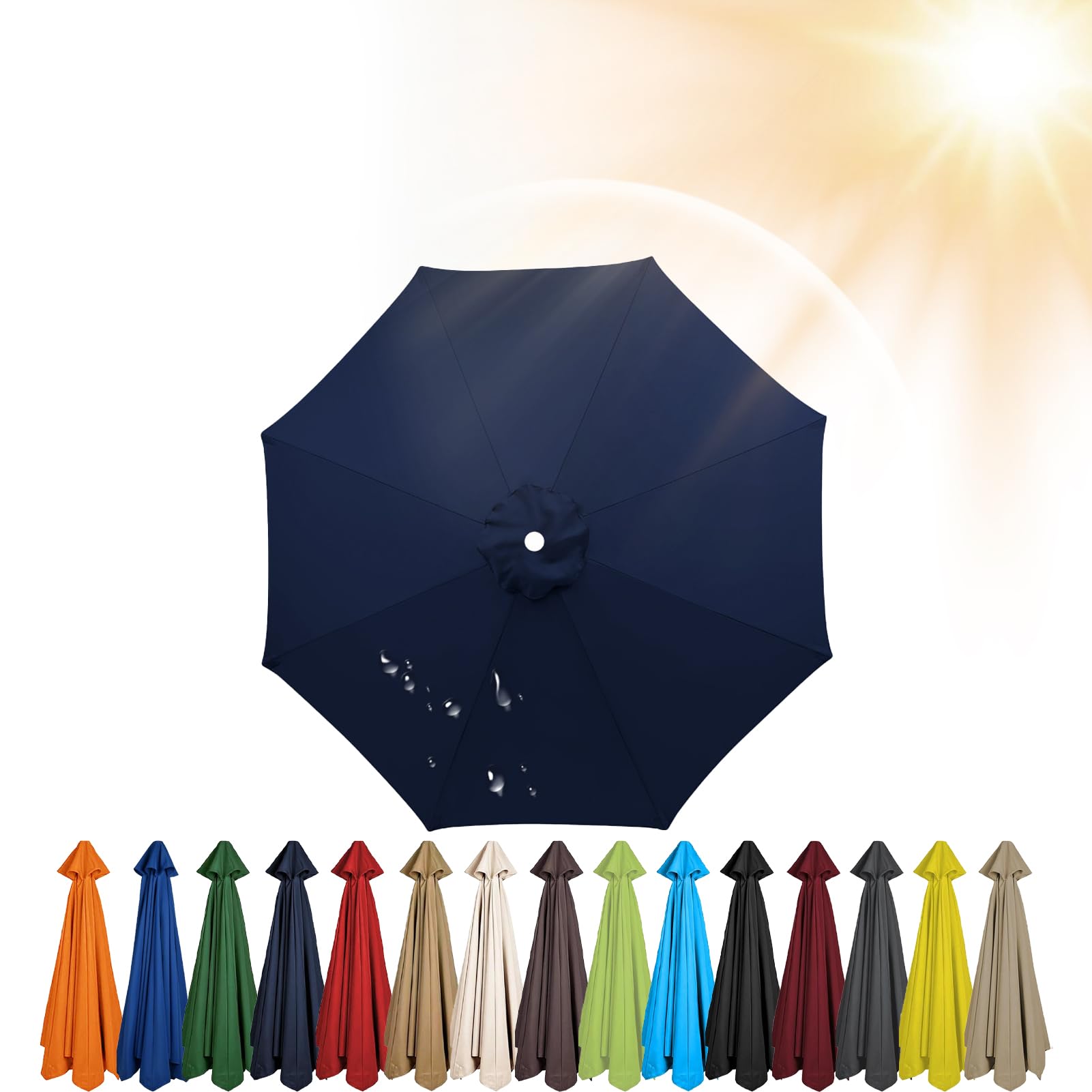 3.5m/3.0m/2.8m/2.7m/2.5m/2.3m/2m Umbrella Replacement Parasol Canopy, 6/8 Ribs Sun Umbrella Replacement Cloth For Patio/Beach/Backyard Parasol Fabric Canopy Cover (Navy Blue,6ribs-250cm) โ image 1