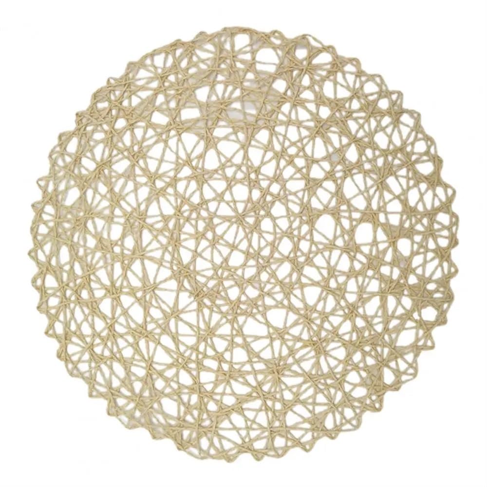 6 tappetini rotondi in corda di carta intrecciata a mano, decorazione per la tavola della casa, tovagliette, tovagliette, tappetini (beige)