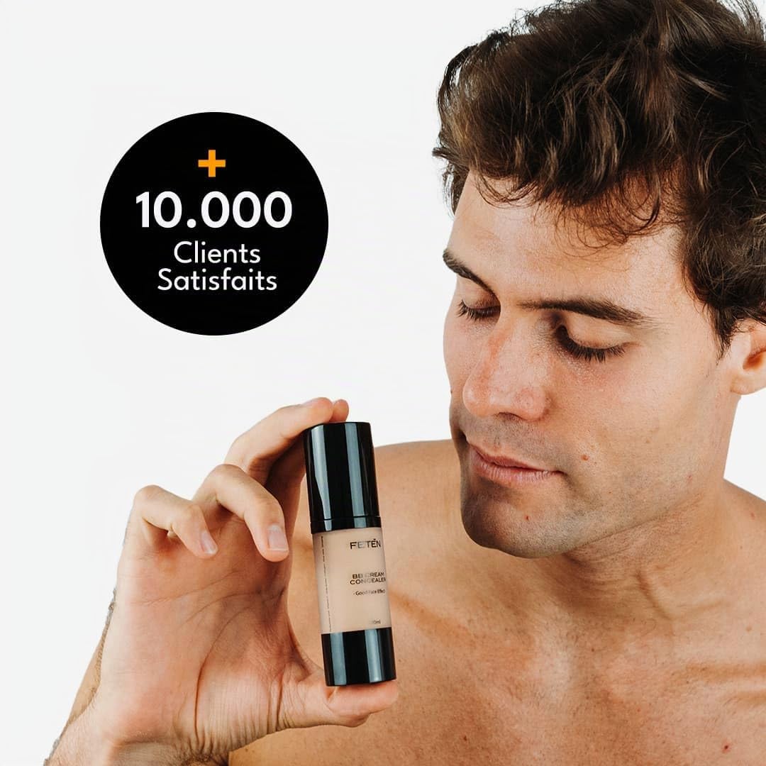 FETEN BB Cream pour le Visage, Correcteur Anti Cernes, Crème Hydratante Teintee avec Protection Solaire, BB Cream Embellisseur Anti Imperfections pour Homme, Crème Anti Age Matifiante