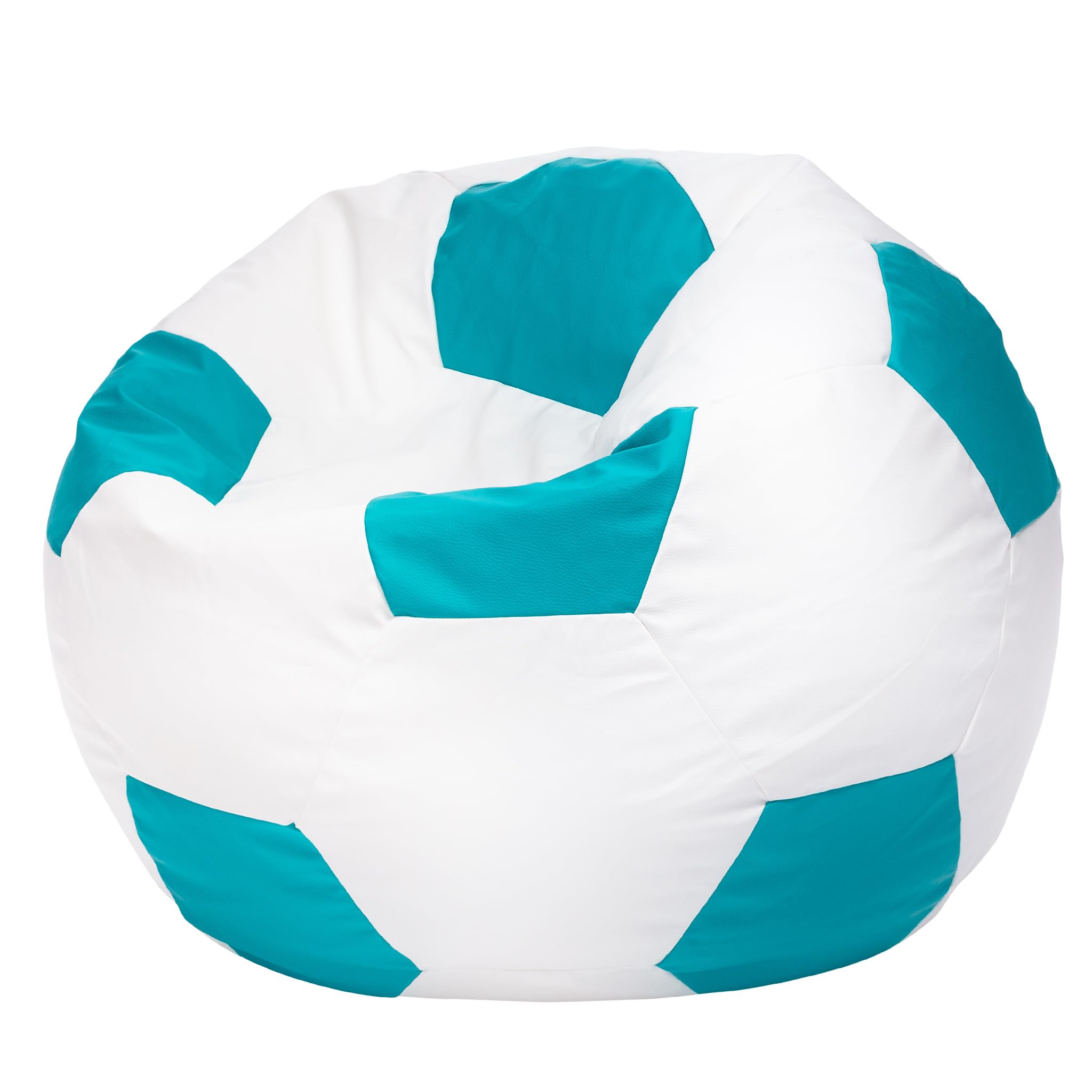 Ecopuf Pouf Calcio XL - Pouf calcio in similpelle - Ideale per tifosi, bambini - soggiorno - Poltrona da gioco - 105x80cm, Turchese E20