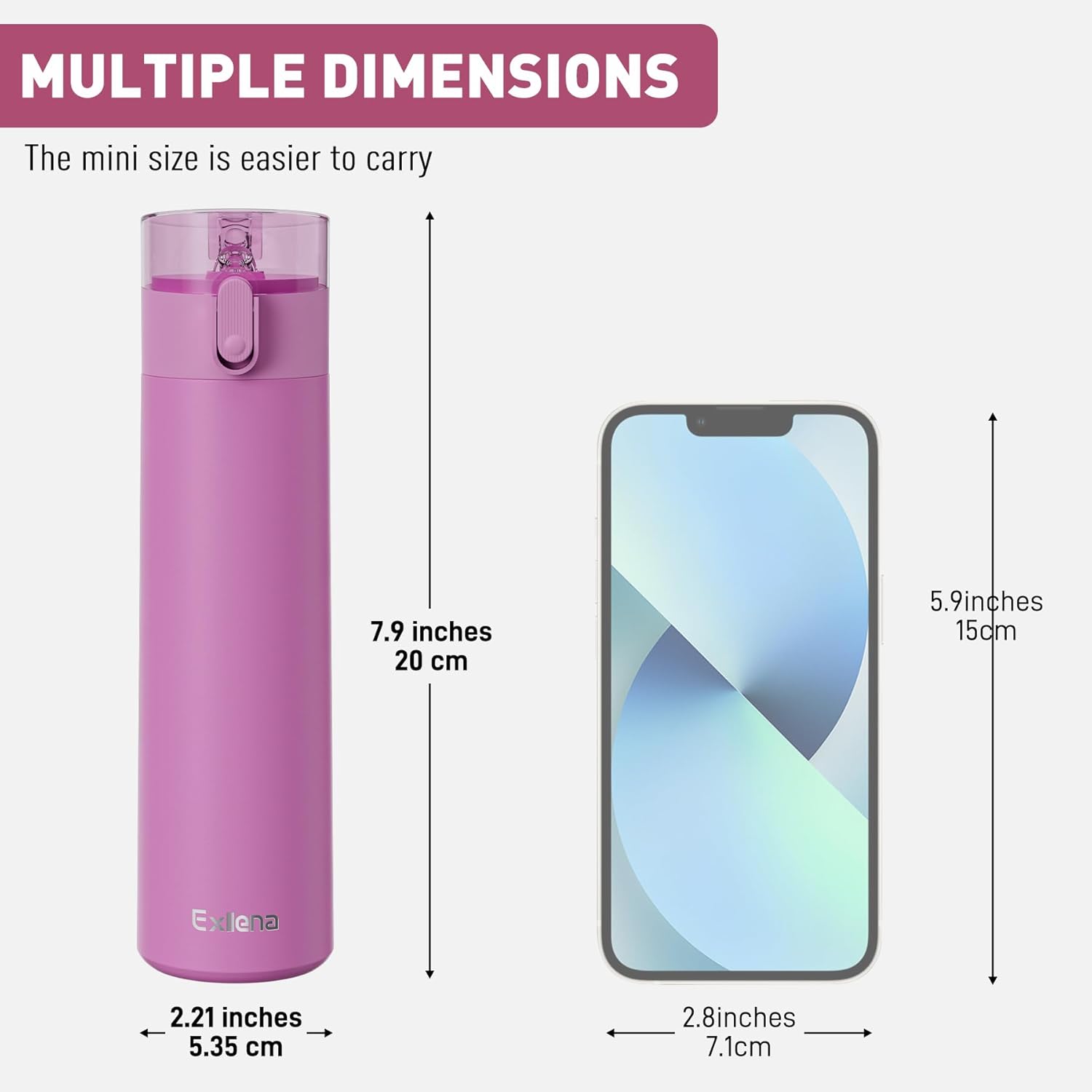 9oz Small Water Bottles with Straw, Mini Water Bottle with One-Hand Open Design, Leak-Proof Locking Lid for Hot&Cold Drinks, Small Travel Water Bottle - 100% Leakproof for School, Travel...(Lavender) - Image 2