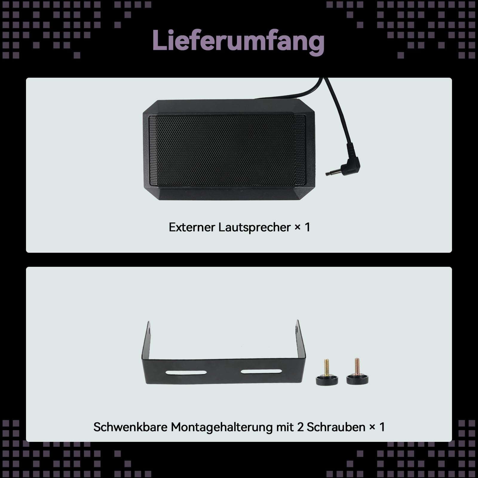 Retevis V001 CB Altoparlante Esterno, 8 Ohm 5 W, con Spina da 3,5 mm e kit di Montaggio, Altoparlante Rettangolare per Comunicazioni, Compatibile con radio CB MB61/MB62/MB63A (1 pezzo)