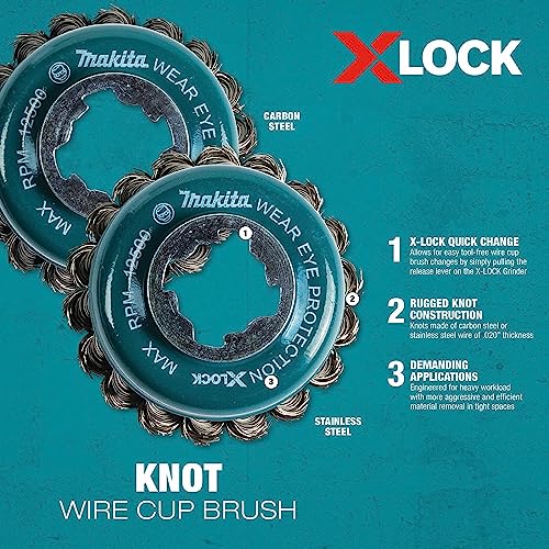 Image of Makita D-72621 X-Lock 3-1 /8 inch Carbon Steel Knot Wire Cup Brush