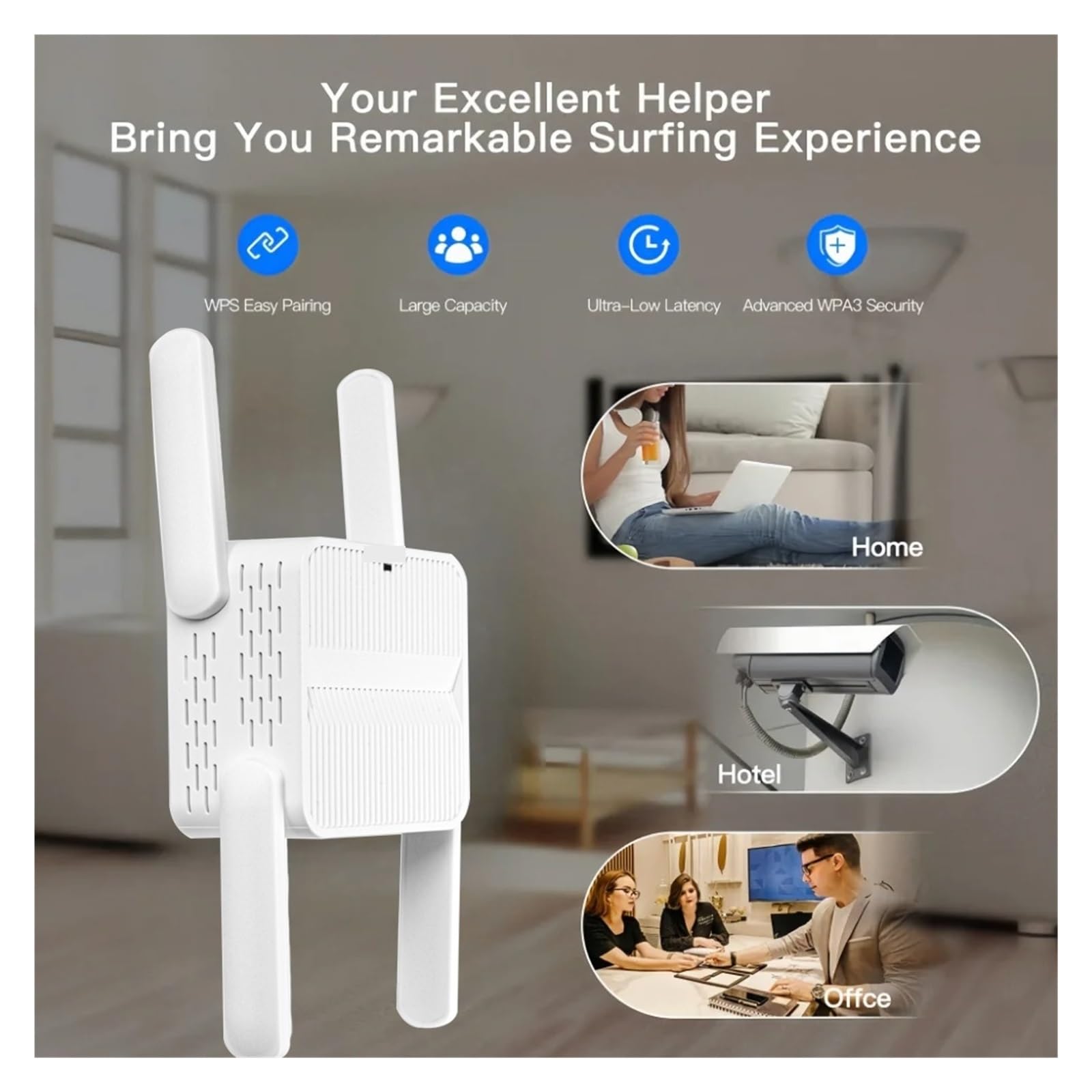 Wzmacniacz Sygnału WiFi AX1500 5Ghz 6 Repeater Extender Dual Band 2.4G/5GHz Wi-Fi Sieć Dalekiego Zasięgu Łatwa Konfiguracja Szerszy zasięg