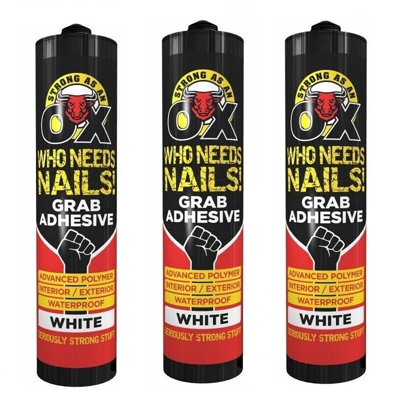 3 X Cartridge silicone sealant easy to apply indoor & outdoor multi use sealant all-purpose acrylic white clear black brown Silicone (3 x Who Needs Nails White Adhesive 280g)