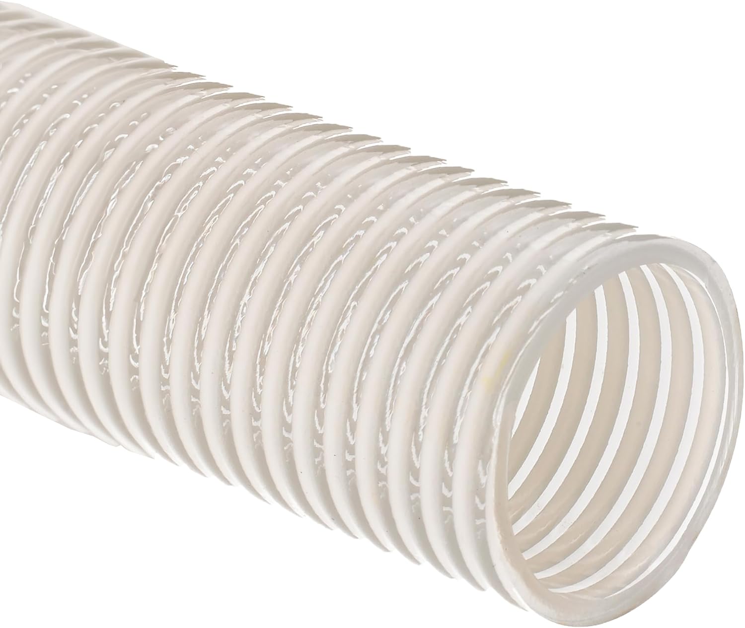 Ponaflex E-Flex White 2" x 20 FT - Economical Suction Hose for Water Transfer, Fluid Transfer, Slump Pumps, Water Pumps, & Industrial Applications
