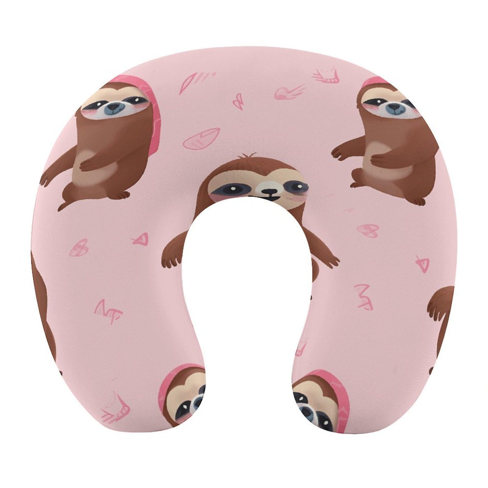 Adfgyerh Style Sloth-Pink U-Shaped Pillow，Memory Foam Pillow Core，Cushion ，Provide Neck Support ，Travel Pillow，Suitable For Airplanes, Cars, Homes, And Offices.
