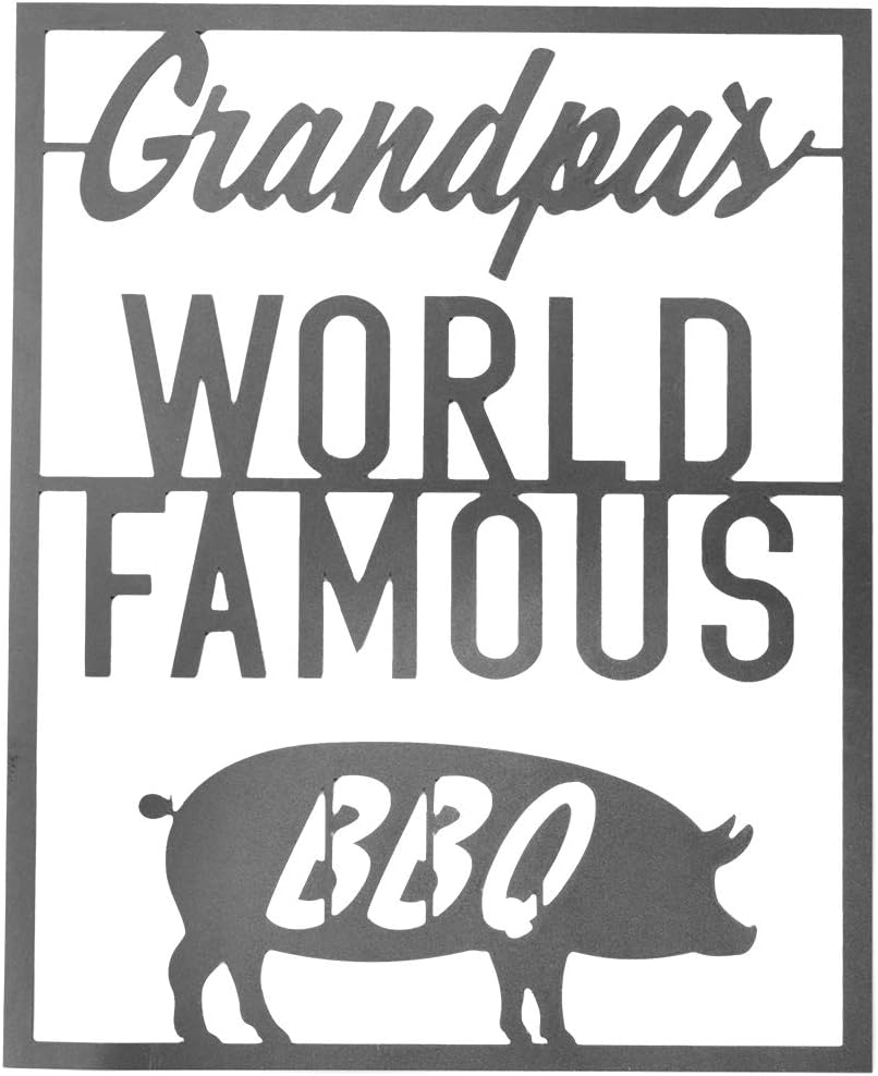 Rusted Orange Craftworks Co BBQ Sign | Personalized Outdoor Hanging World Famous Barbecue Signs - Kitchen, Patio or Garage - Gifts for The Home Cook… Chef (Grandpa's World Famous BBQ)