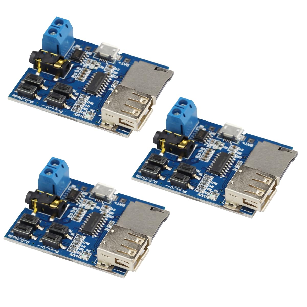 3PCS MP3 Lossless Decoder Power Amplifier MP3 Player Audio Decoder Module Supports TF Card USB