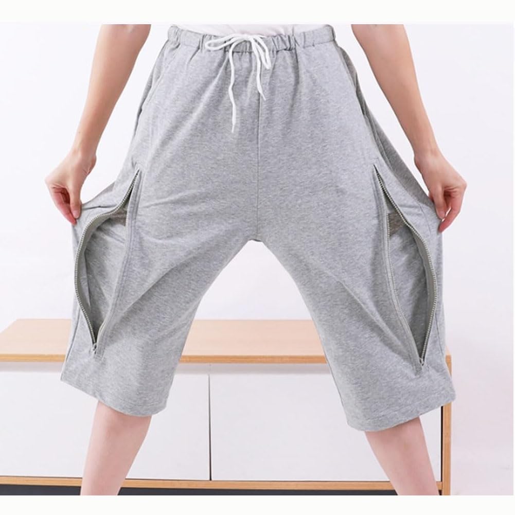 Pantaloncini con Sacca per catetere, Pantaloni con Sacca per urina, Pantaloni con Sacca per urina con Doppie Tasche con Cerniera,M