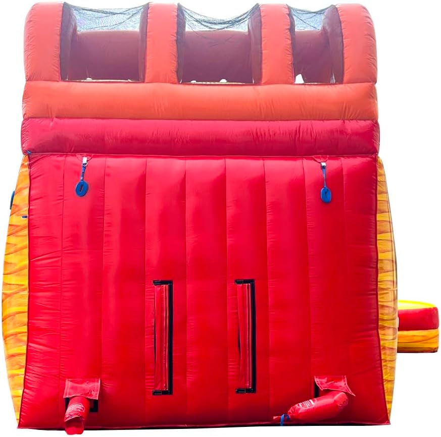 TentandTable Inflatable Water Slide for Kids and Adults, Curved Dual Lane Commercial Grade Giant Blow Up Backyard Water Fun, Includes Electric Air Blower, 32' L x 25' W x 19' H, Lava Wave