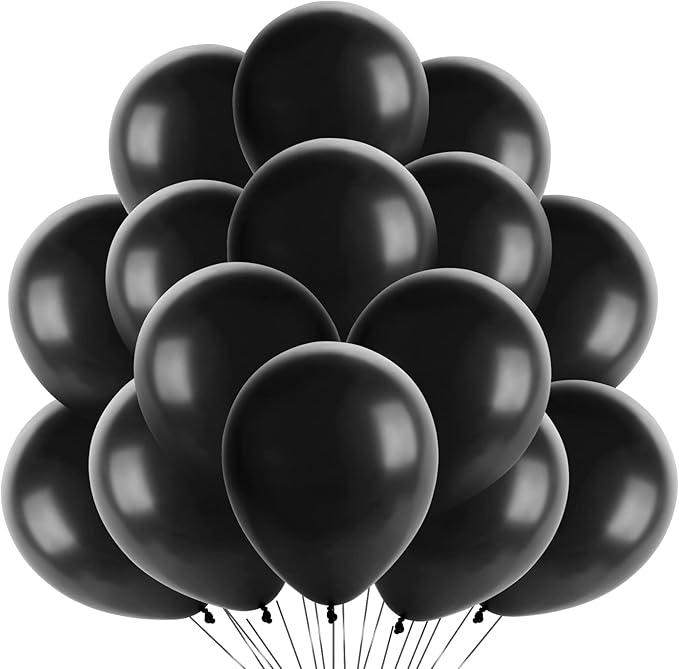 Black Balloons 50 Pcs 12 inch Latex Metallic Party Helium