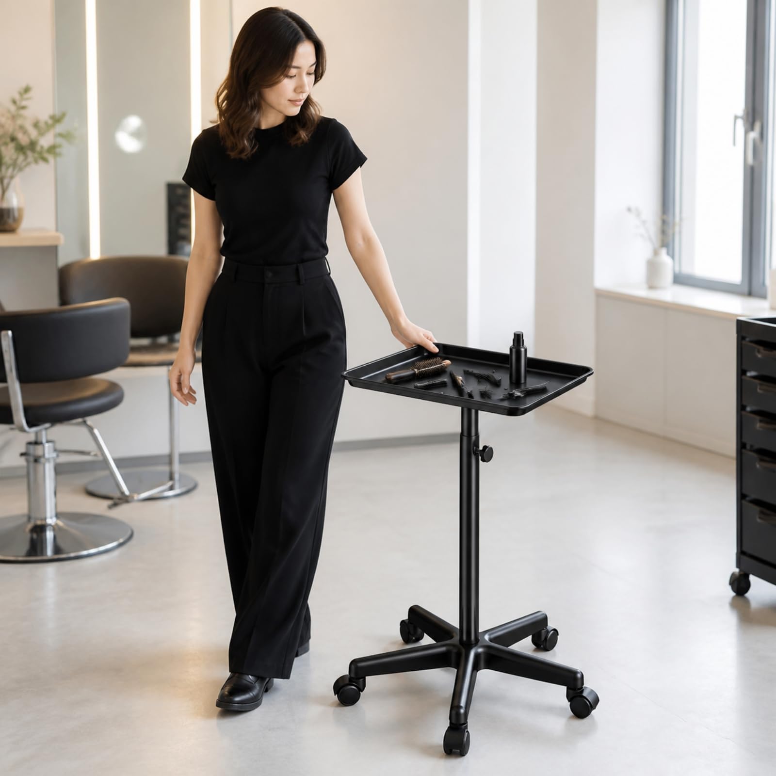 perfeclan Carrito con Banja Ajustable Banja Peluquero con Ruedas Profesional para Estilistas