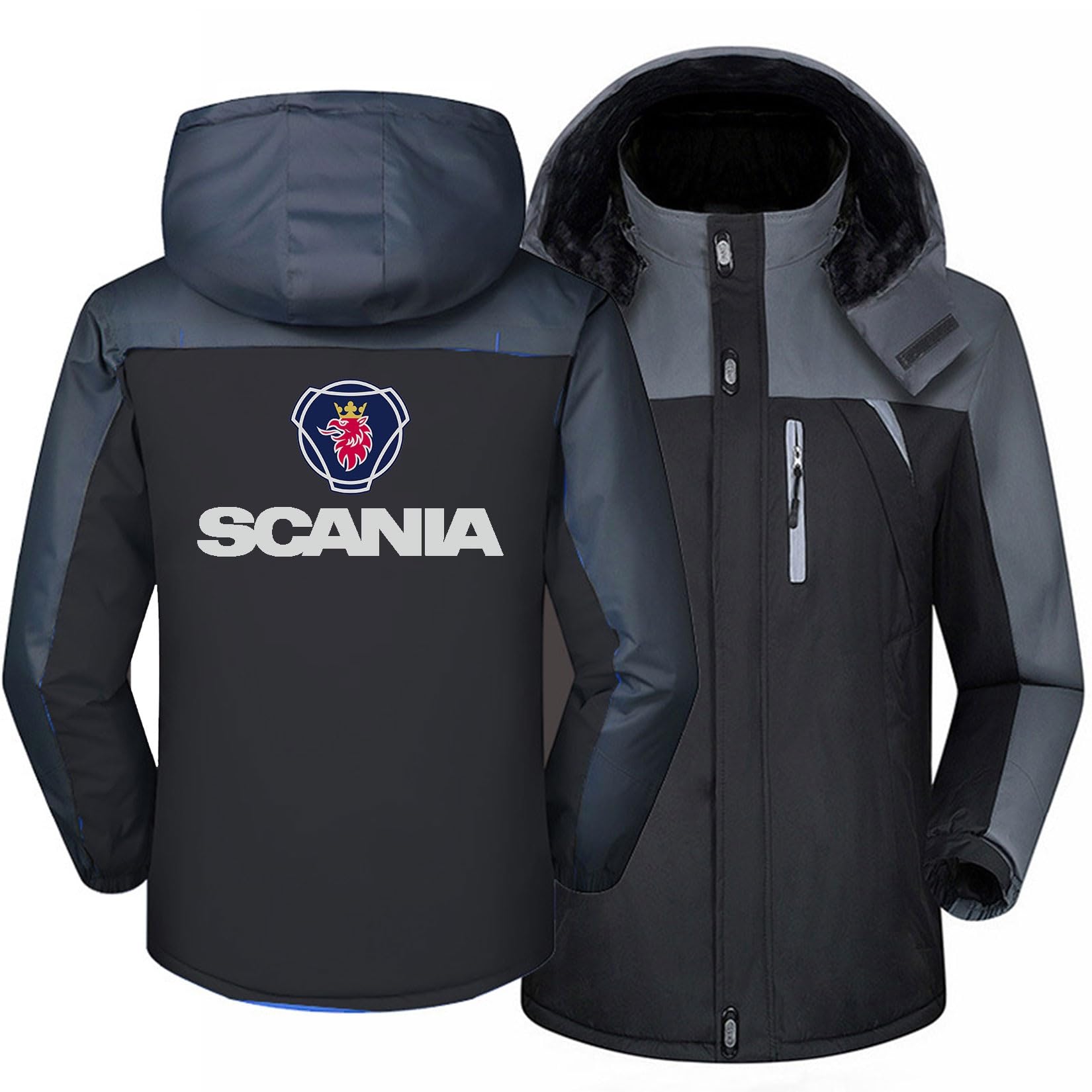Tuiaifa Men's B Waterproof Fleece Jacket For Scania Ski Mountain Coats Lined Hoodies Winter Thermal Thick Windbreaker Outerwear(,5Xl)