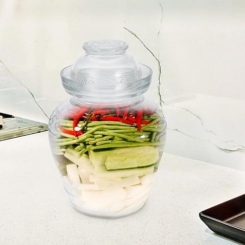 Miniatura 8 de Yardwe Tarro de pepinillo grande tradicional chino de fermentación de vidrio frasco de fermentación de vidrio con tapa de sellado de agua (2.5