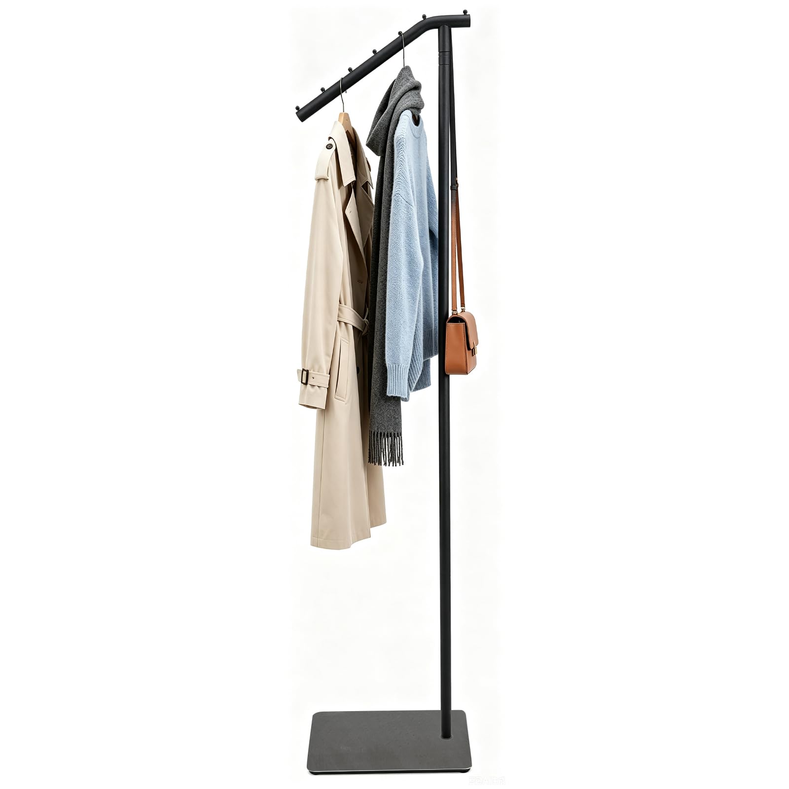 evergoods Metal Coat Stand,7 Hooks, Freestanding Clothes Rack, Black