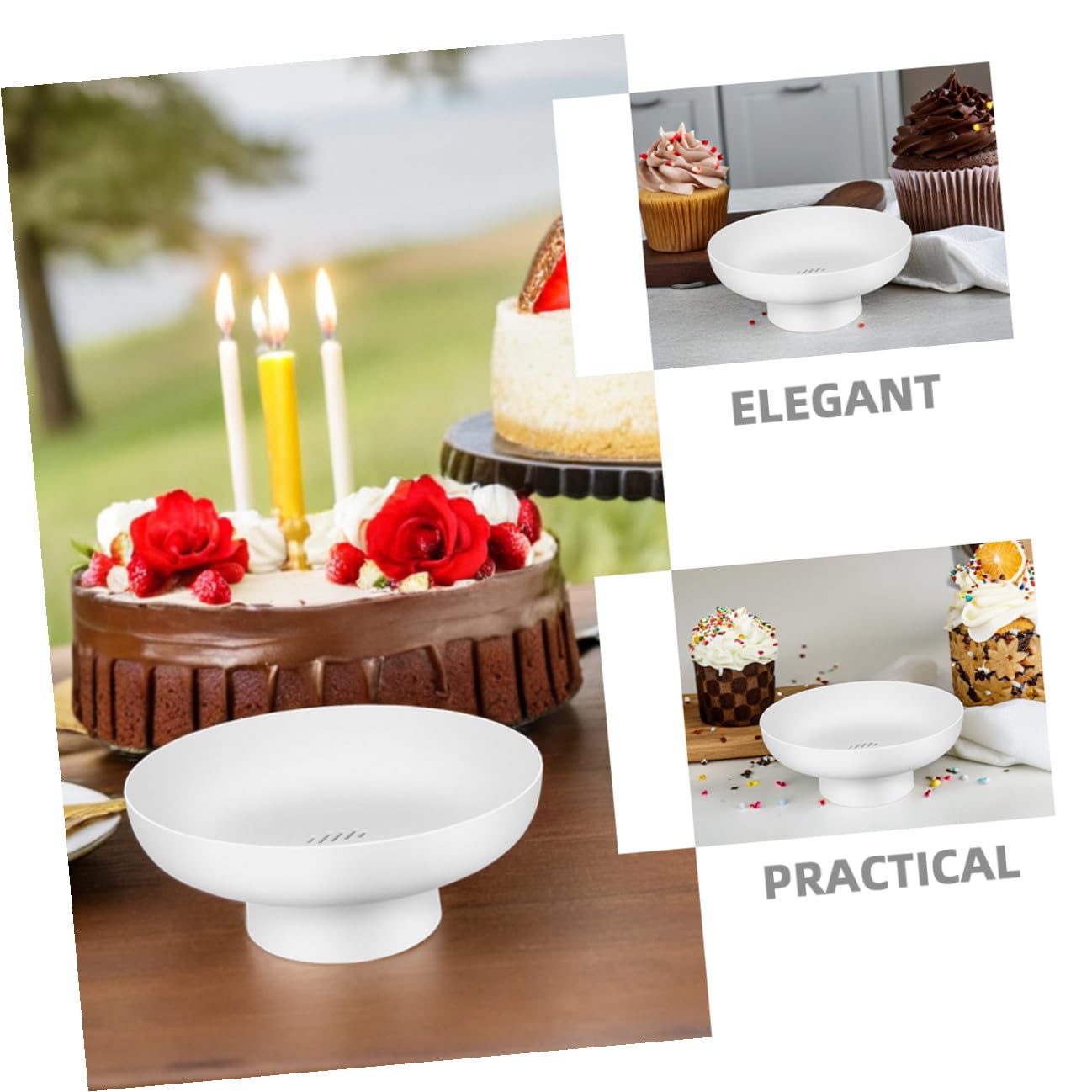 Set 2 Pezzi Fruttiera Rotonda Bianco in Pp, Portafrutta Multifunzionale Piedistallo, Contenitore Versatile per Dolci e Snack, per Famiglia e Centrotavola Moderno