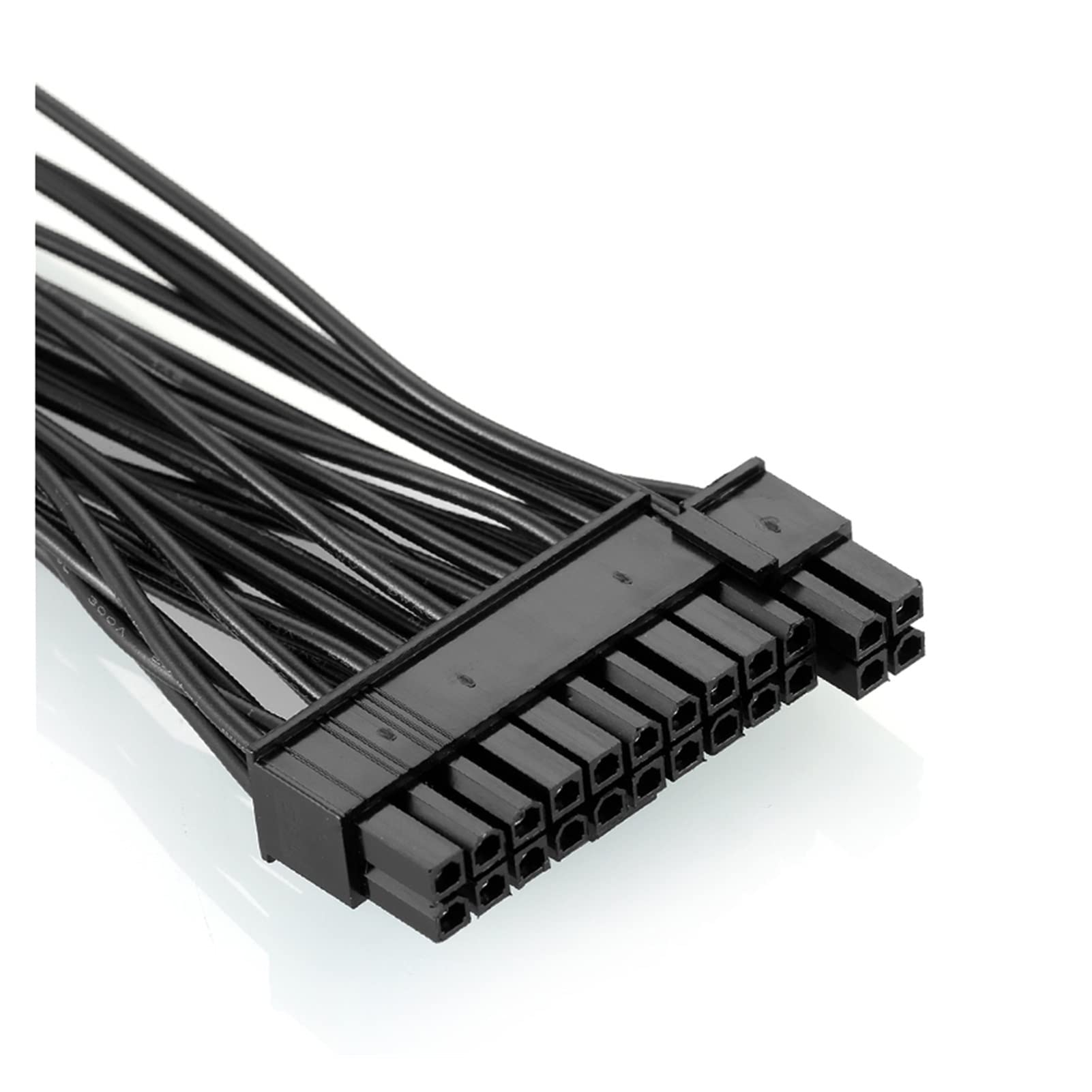 ATX Mining 30cm 24 Pin Dual PSU Power Supply Extension Cable Fit Fit Compatible Computer Adaptor Cable Connector Fit Compatible Miner Mining 24Pin 20+4pin(Black)