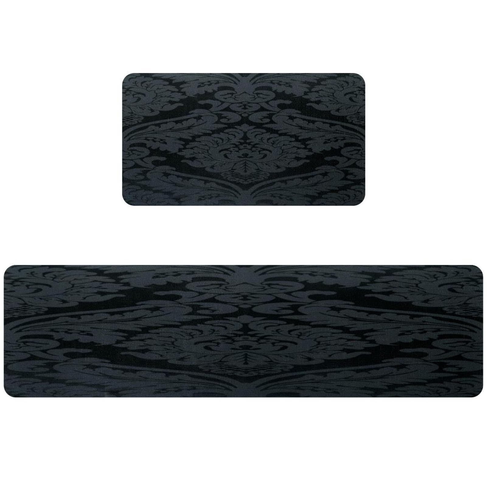 Tapete de cocina de 2 piezas alfombra lavable absorbente pasillo flores oscuras