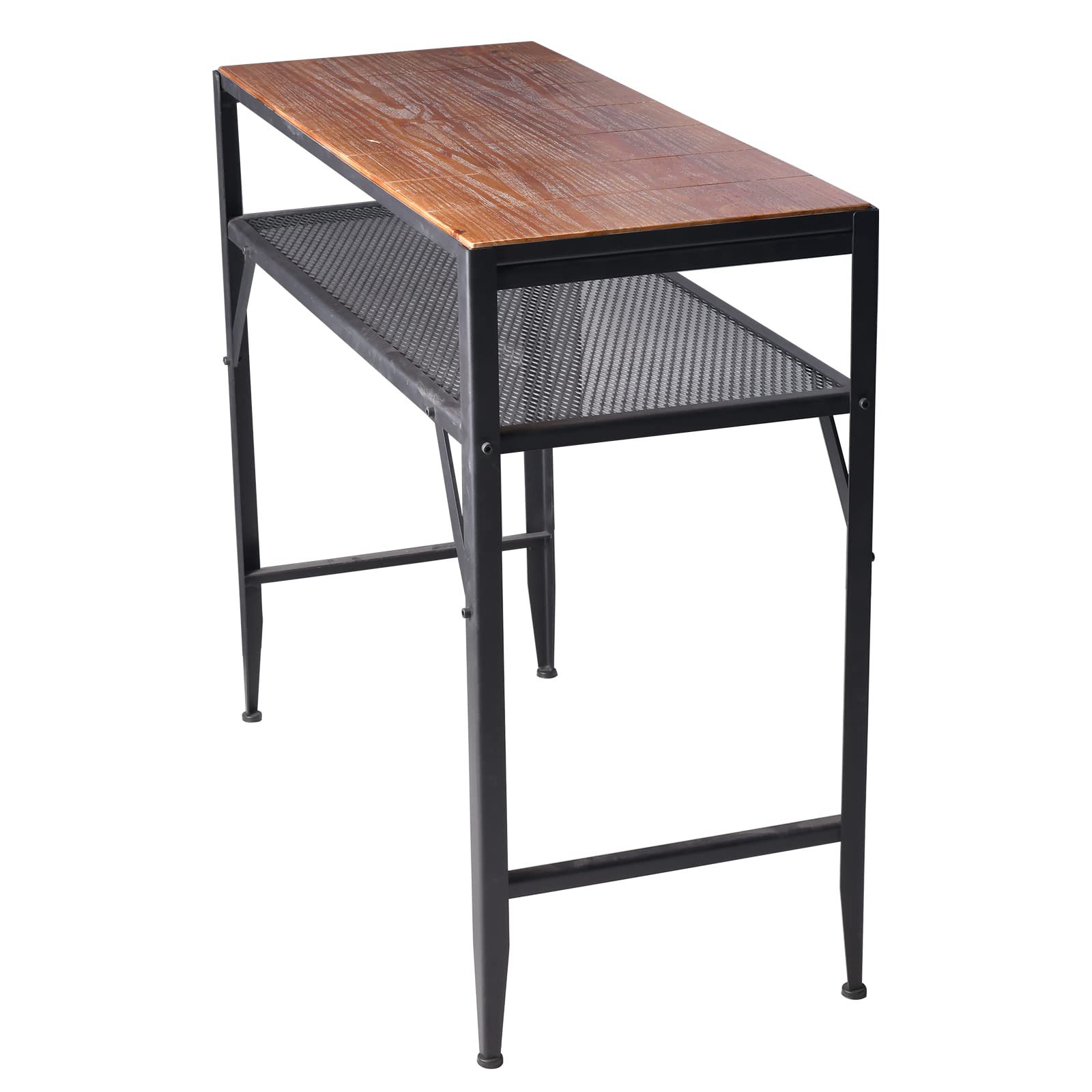 BOKKOLIK 41.3in Rustic Pub Table - Wood & Metal Frame, 4-5 Person Capacity, 2-Tier Storage