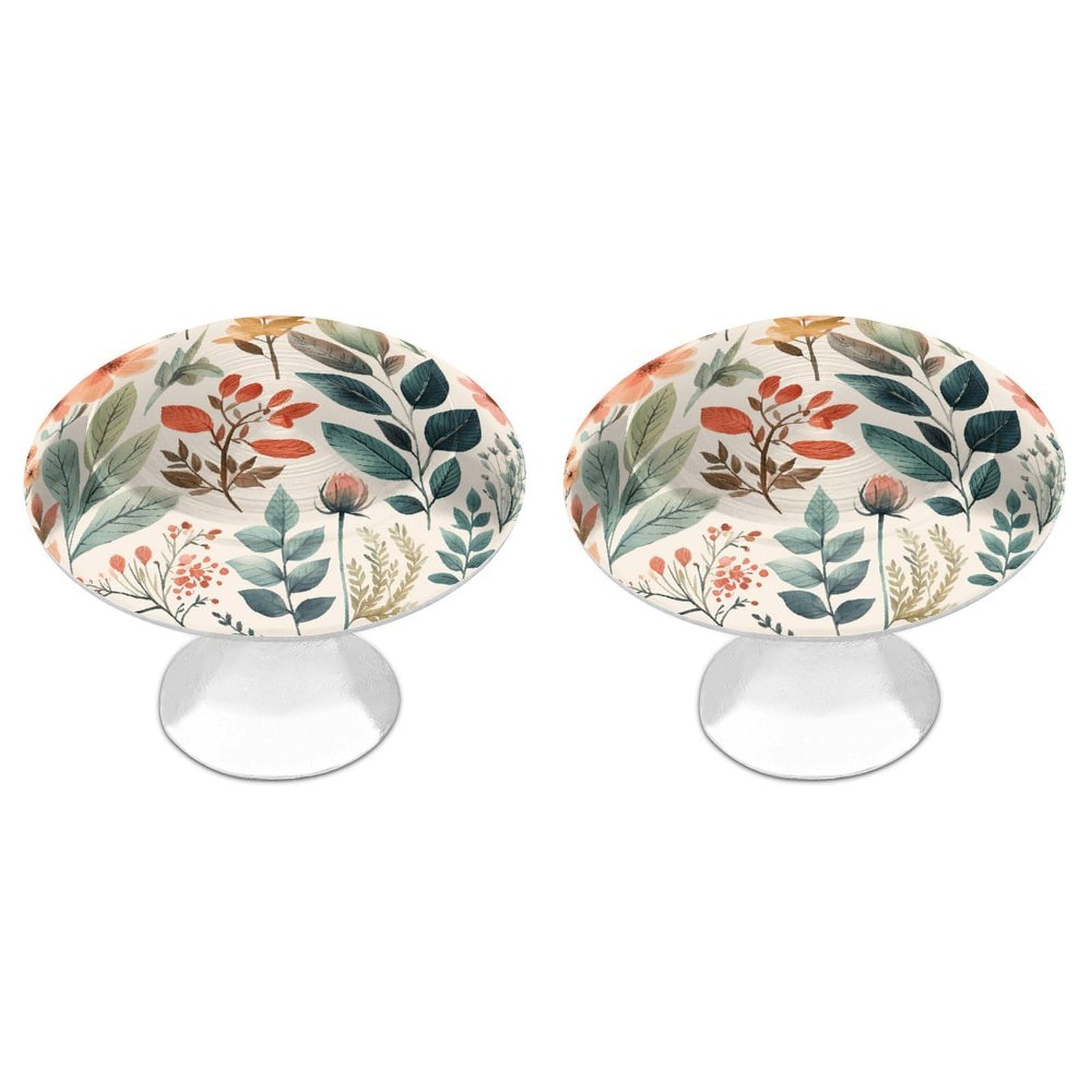 Vstadank Style Watercolor Flowers Drawer Knob Nice Bathroom Cabinet Knob Round Cabinet Pull Stainless Steel Cabinet Handle Circle Drawer Handle Modern Drawer Pull For Wardrobe Cupboard 2 Pcs