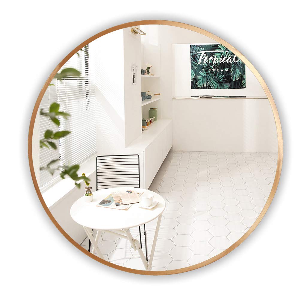 Aloni Wall Mirror ,Copper Mirror,Round Mirror with Metal Frame ,Decorative Mirror for Bathrooms, Dining Rooms, Entryways , 30 inch Vanity Mirror,Simple Style,Circle Mirror 30 inches