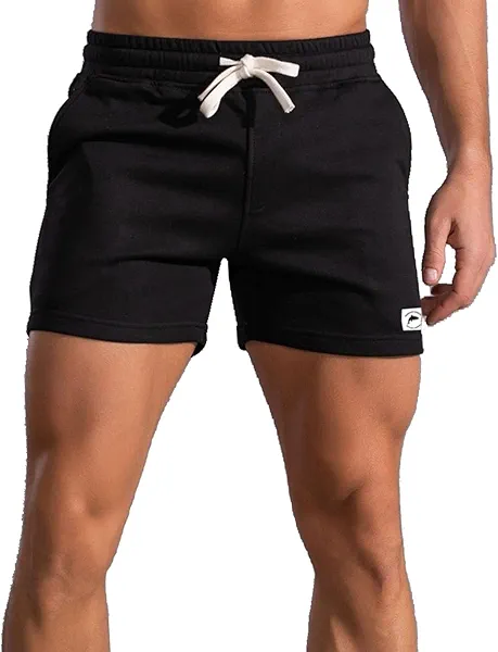 Waghaw Mens 5 Inch/7 Inch Cotton Shorts Mens Sweat Athletic Shorts for Men Gym Worket Short with Pockets
