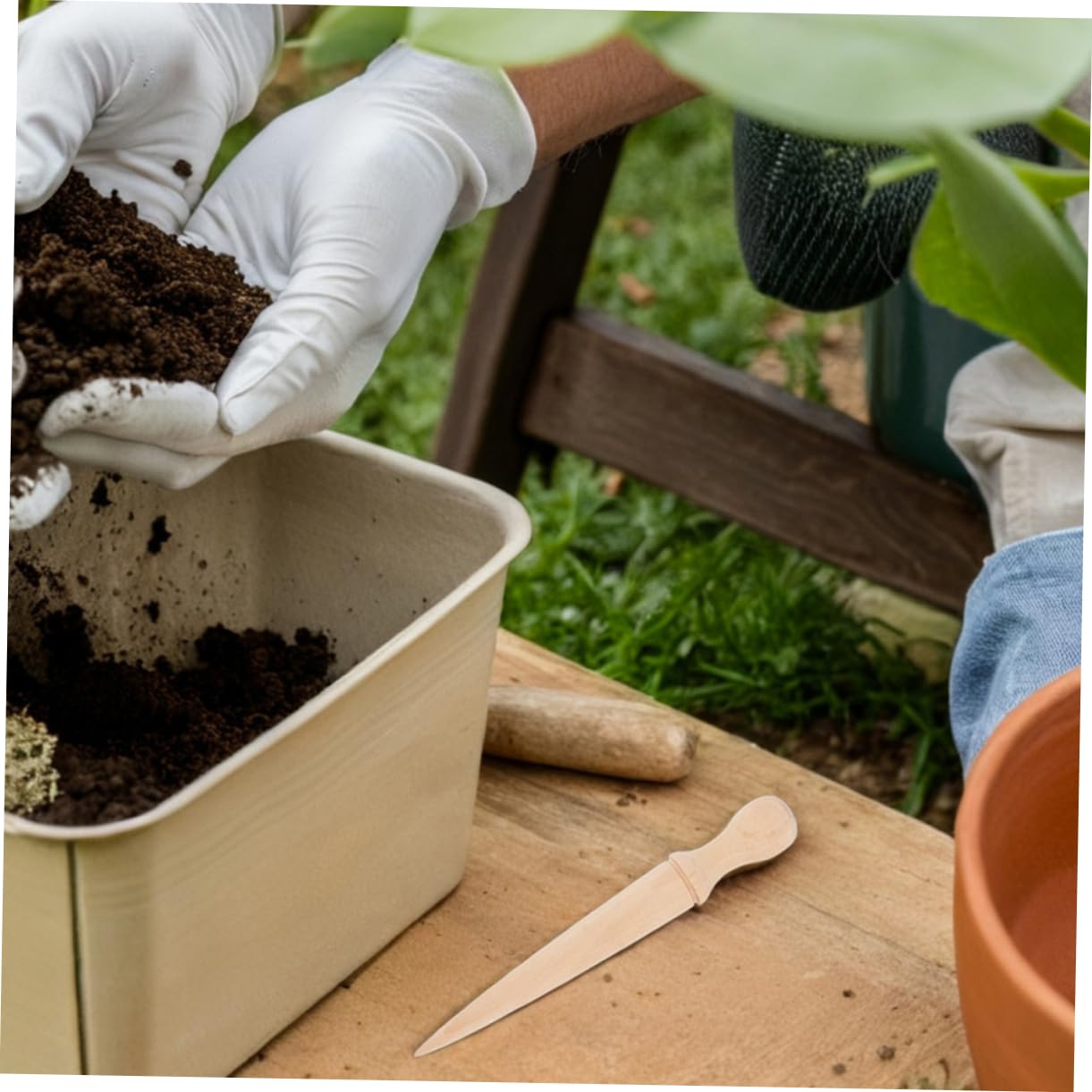 VICASKY 6pièces Outil De Jardinage Bois De Perceuses Pour Plantation De Jardin Outils Avec Prise Main Confortable Pour De Jardinage