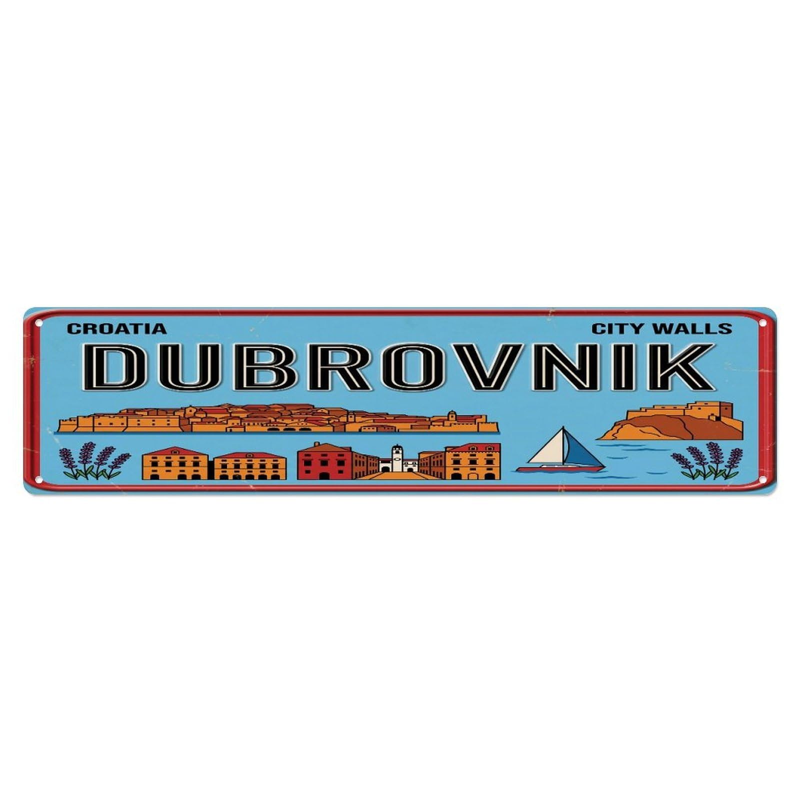 Tgrcjimh Style Metal Tin Sign Vintage Travel Dubrovnik Croatia Walls Adriatic