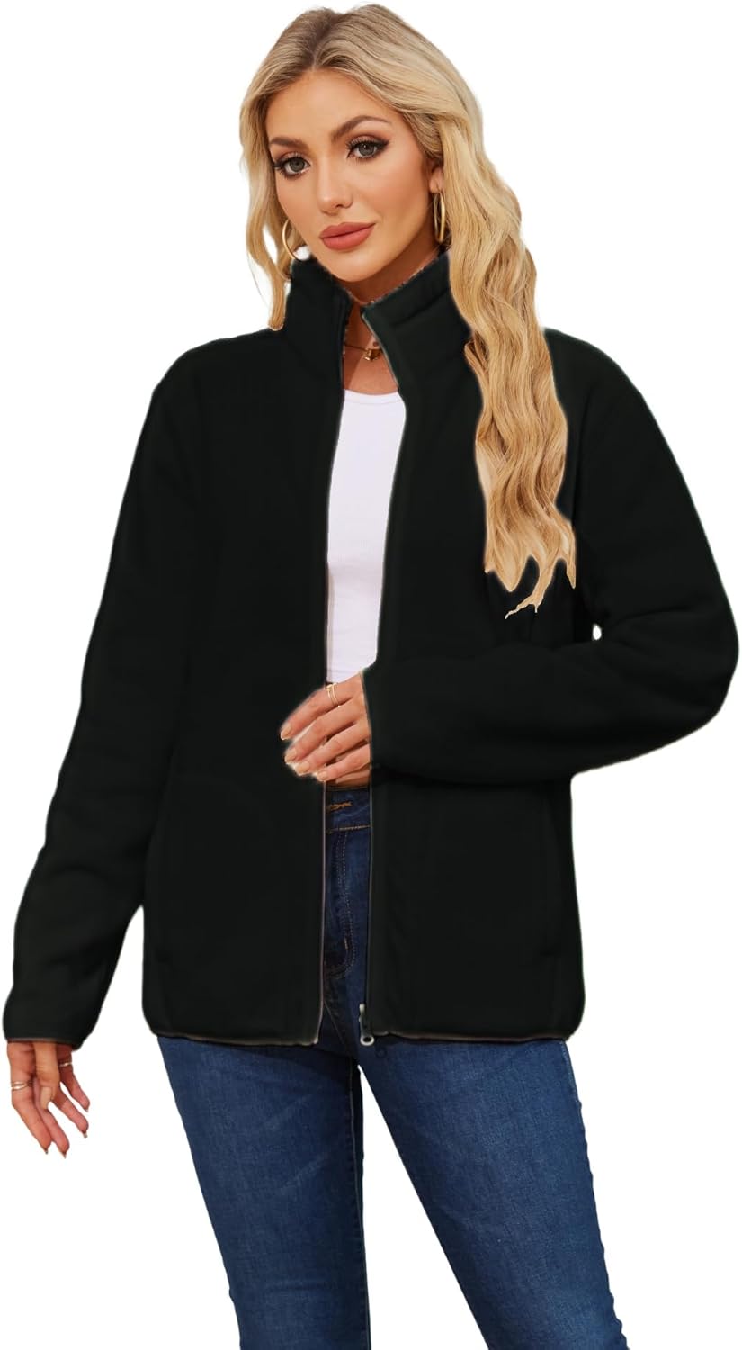 Women’s Fleece Sherpa Jacket Full Zip Winter Warm Long Sleeve Reversible Coat Lightweight Soft With Pockets Women’s Fleece Sherpa Jacket Full Zip Winter Warm Long Sleeve Reversible Coat Lightweight Soft With Pockets