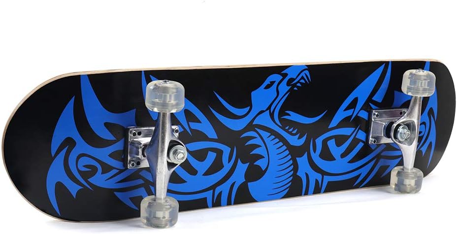 ChromeWheels 31 inch Skateboard Double Kick Skate Board Cruiser Longboard 8 Layer Maple Deck Skateboards for Kids and Beginners